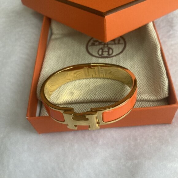 NEW Hermes clic clac H bracelet Gold Orange Small